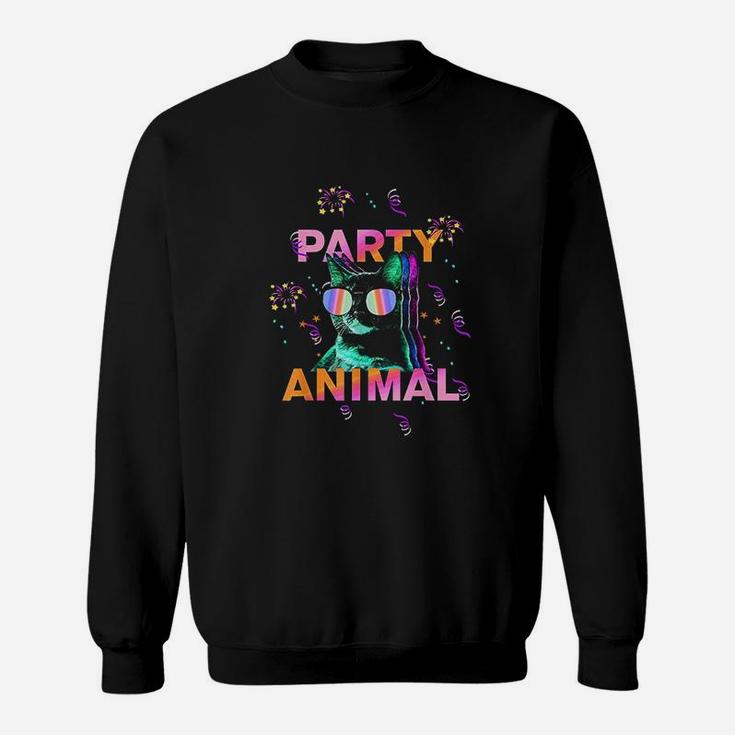 Party Cat Party Animal Colorful Graphic Sweat Shirt