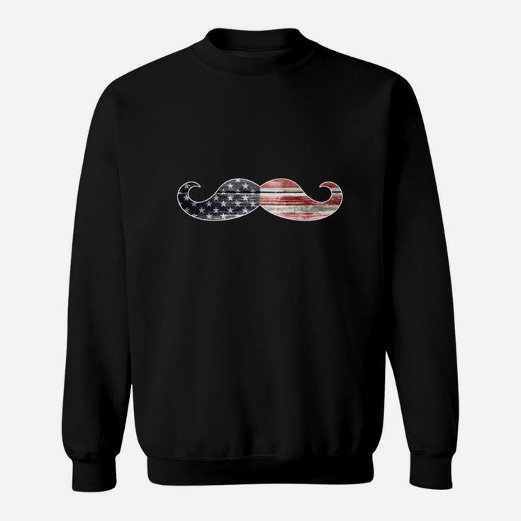 Patriotic, American Flag Mustache Sweat Shirt