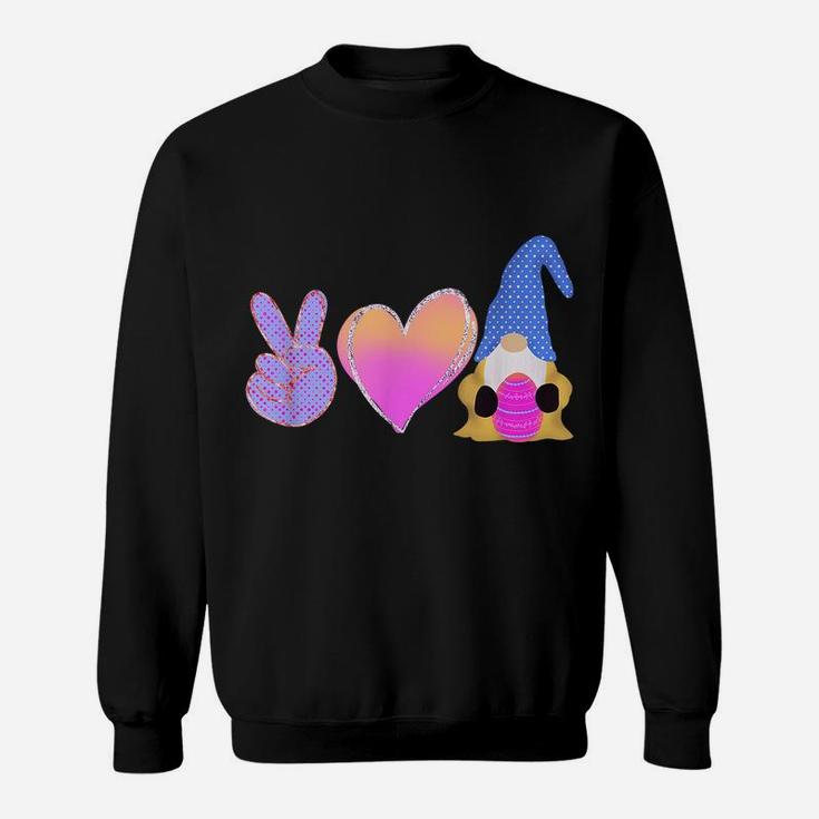 Peace Love Gnome Holding Easter Egg Love Easter Gnome Sweat Shirt