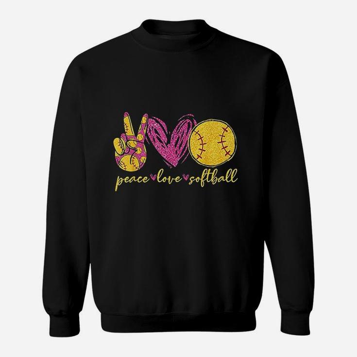 Peace Love Softball Cute Softball Lover Mothers Day Sweat Shirt