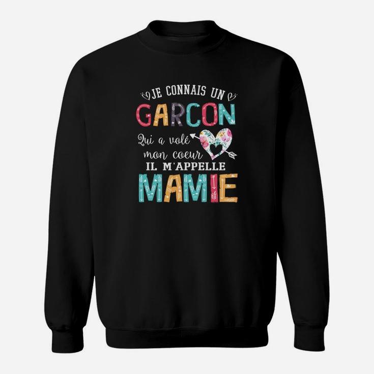 Personalisiertes Großmutter-Sweatshirt Je connais un garçon... Il m'appelle Mamie