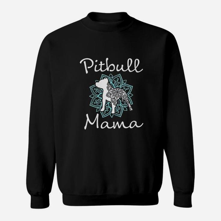 Pitbull Mama Mandala Teal Cute Pit Bull Dog Gift For Mom Sweat Shirt