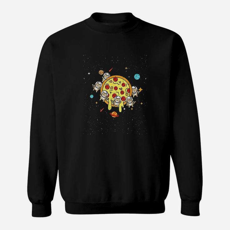 Planet Pizza Astronauts Cats Cute Space Pet Halloween Gift Sweat Shirt