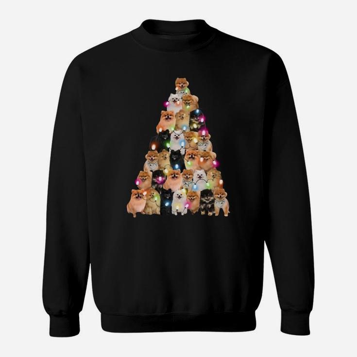 Pomeranian Dogs Lights Christmas Tree Shirt Sweat Shirt