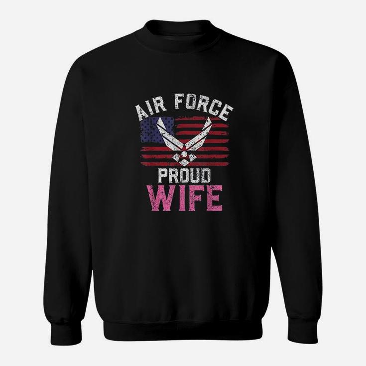 Proud Air Force Wife American Flag Veteran Gift Sweat Shirt