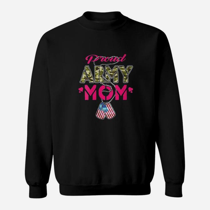 Proud Army Mom Camo Us Flag Dog Tags Military Mother Gift Sweat Shirt