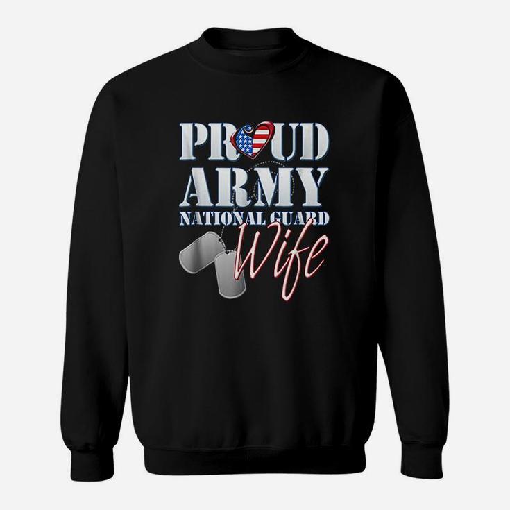 Proud Army National Guard Wife Usa Heart Flag Sweat Shirt