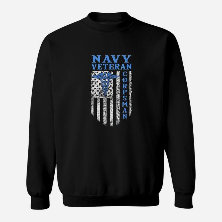 Proud Navy Corpsman Usa Flag Vintage Veteran Sweat Shirt
