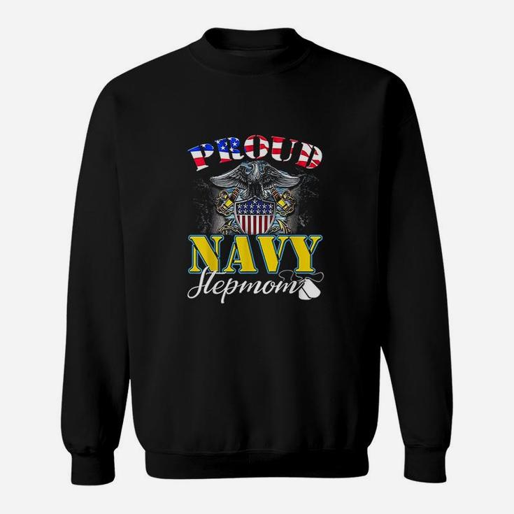 Proud Navy Stepmom With American Flag Veteran Gift Sweat Shirt