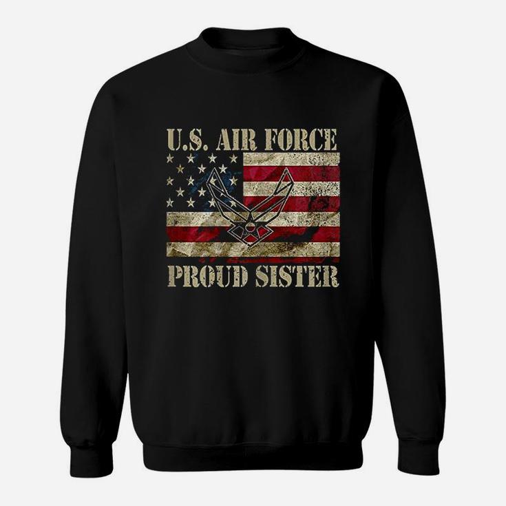 Proud Sister Us Air Force Vintage Usa Flag Retro Girls Sweat Shirt