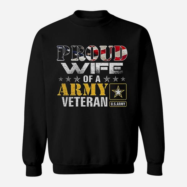 Proud Wife Of A Army Veteran American Flag Sweat Shirt