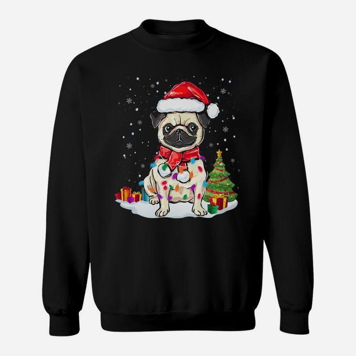 Pug Christmas Lights Funny Pug Dog Pajamas Gifts Sweat Shirt