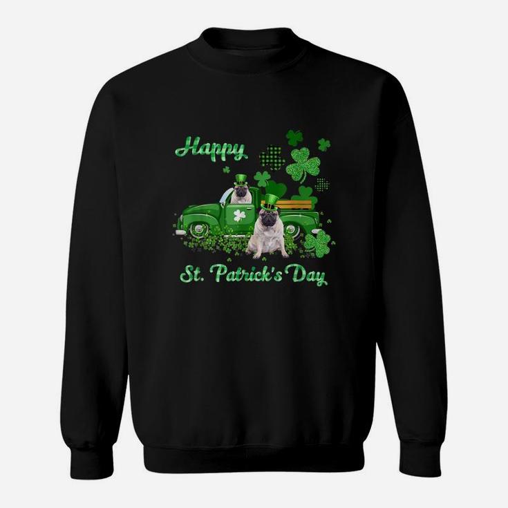 Pug Riding Green Truck St Patricks Day Dog Lovers Gift Sweatshirt