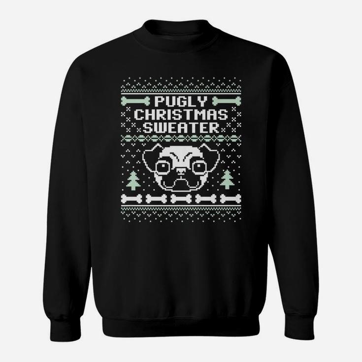 Pugly Christmas Sweater Funny Pug Dog Dark Sweat Shirt