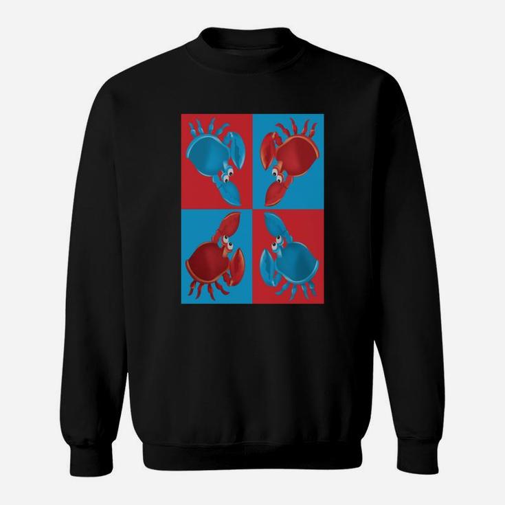 Red And Blue Crabs On Blue And Red Squares Sweat Shirt