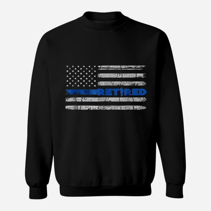 Retired Police Officer Thin Blue Line Flag Retirement Sweat Shirt
