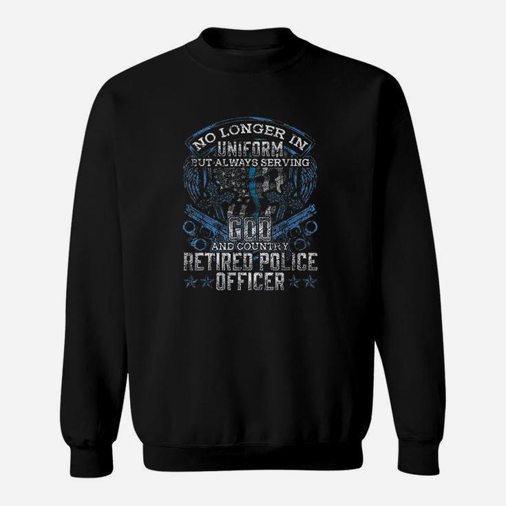 Retired Police Officer Vintage Flag Thin Blue Line Sweat Shirt