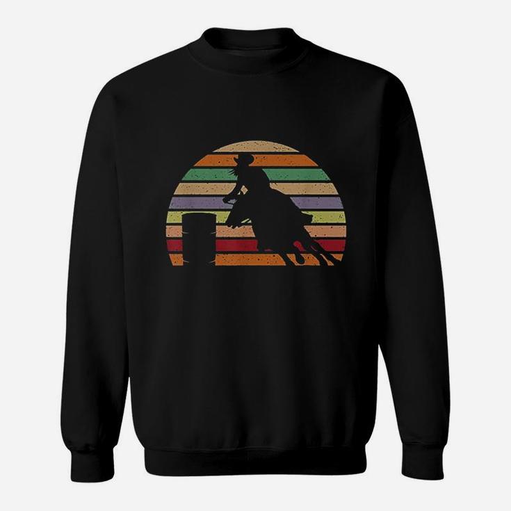 Retro Horse Barrel Racing Striped Sunset Vintage Sweat Shirt