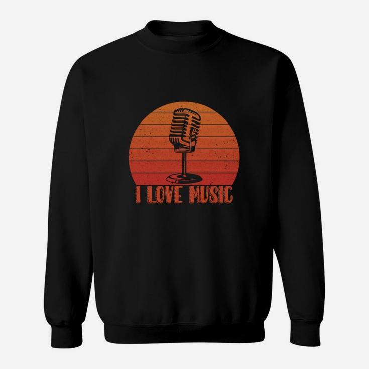 Retro I Love Music Gift Idea For Music Lovers Sweatshirt