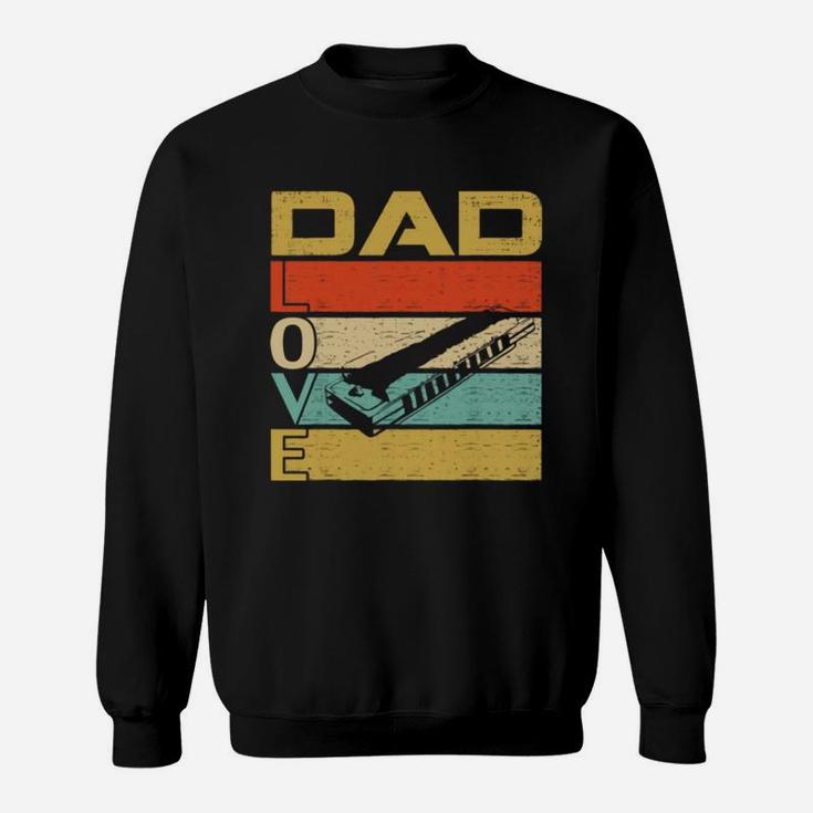 Retro Vintage Dad Love Harmonica Fathers Day Shirt Sweat Shirt
