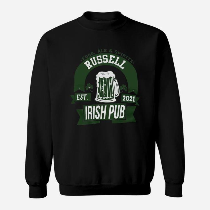 Russell Irish Pub Food Ale Spirits Established 2021 St Patricks Day Man Beer Lovers Name Gift Sweat Shirt
