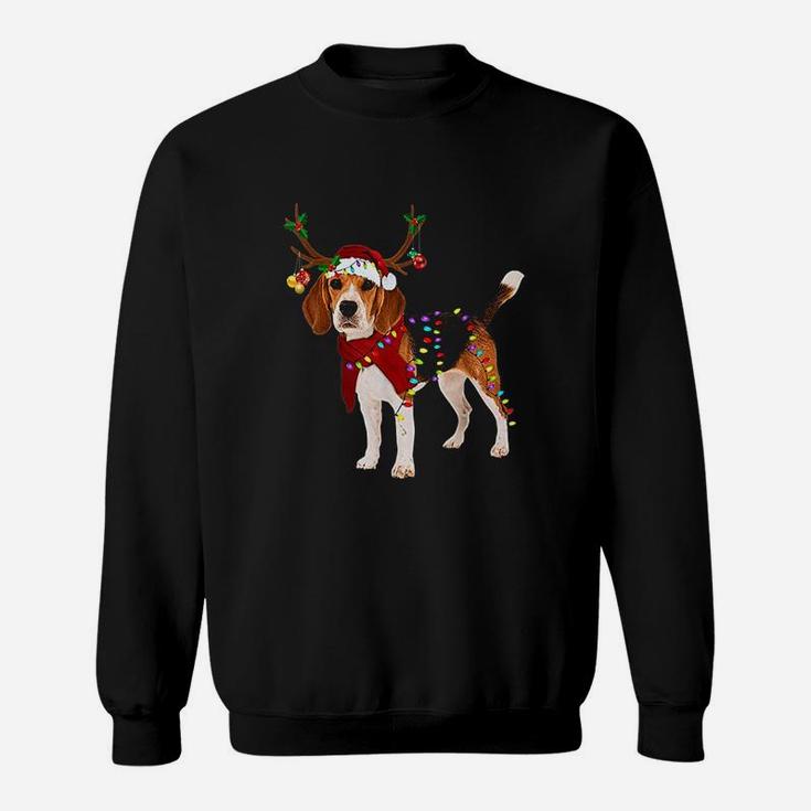 Santa Beagle Reindeer Light Christmas Gifts Sweat Shirt