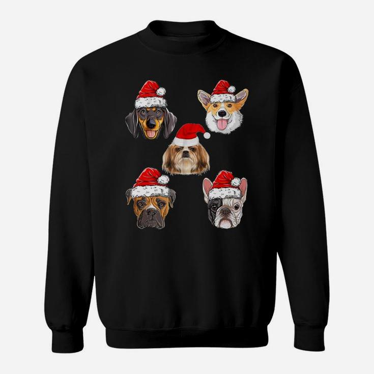 Santa Hat Dog Christmas Tree Funny Christmas Gifts Sweat Shirt