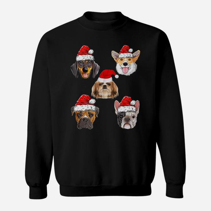 Santa Hat Dog Christmas Tree Funny Christmas Gifts Sweat Shirt