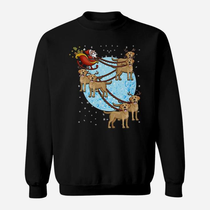 Santa Riding Golden Retriever Reindeer Funny Xmas Gift Tee Sweat Shirt