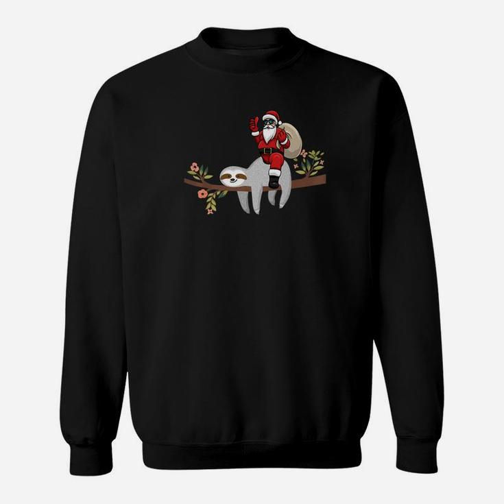 Santa Riding On Lazy Sloth Funny Christmas Gifts Sweat Shirt