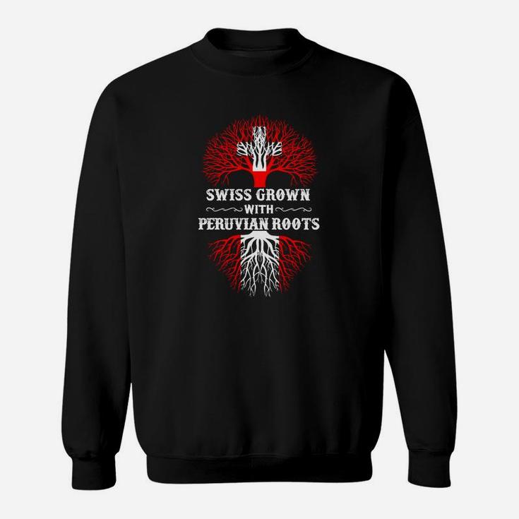 Schwarz Sweatshirt Baumwurzel-Design Swiss Grown mit Peruanischen Wurzeln