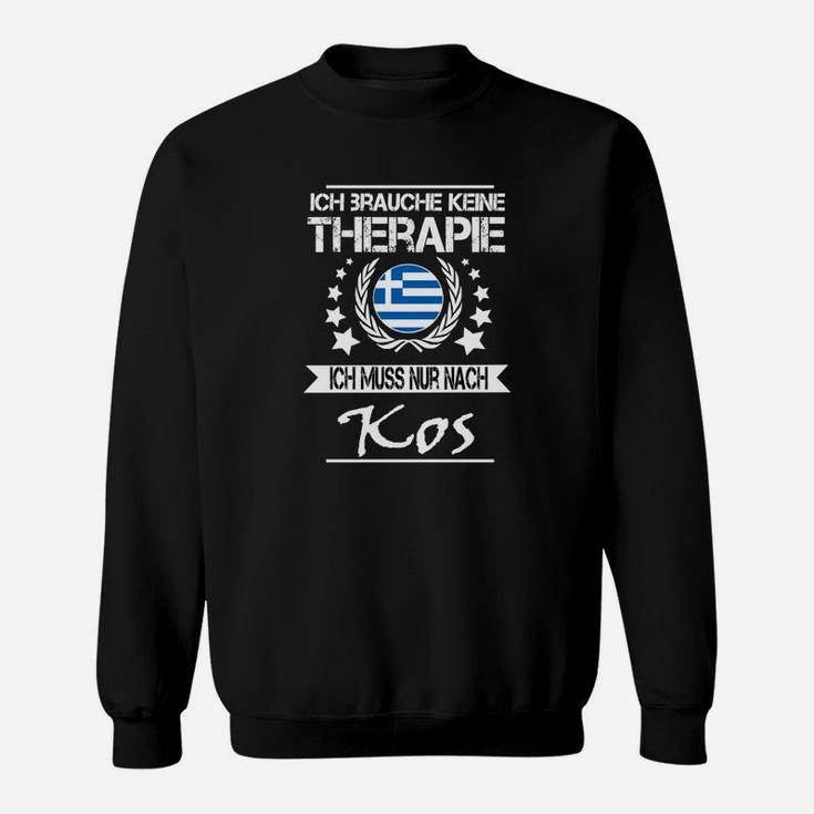 Schwarz Sweatshirt Therapie in Kos, Lustiges Reise-Sweatshirt für Kos-Liebhaber