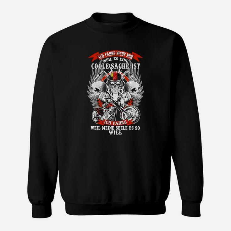 Schwarzes Biker-Wölfe Sweatshirt, Rebellischer Spruch Tee