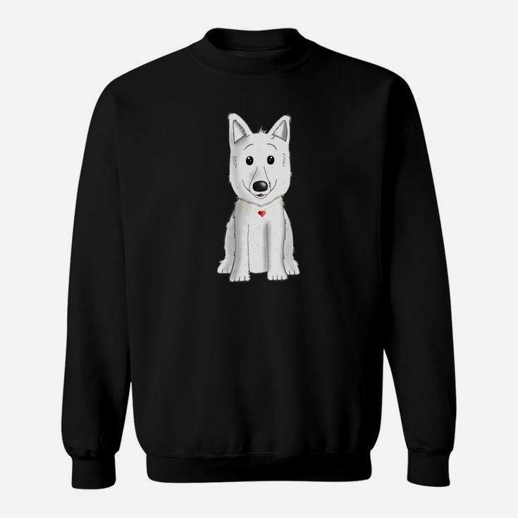 Schwarzes Cartoon-Hund Sweatshirt mit Rotem Halsband, Lustiges Tee