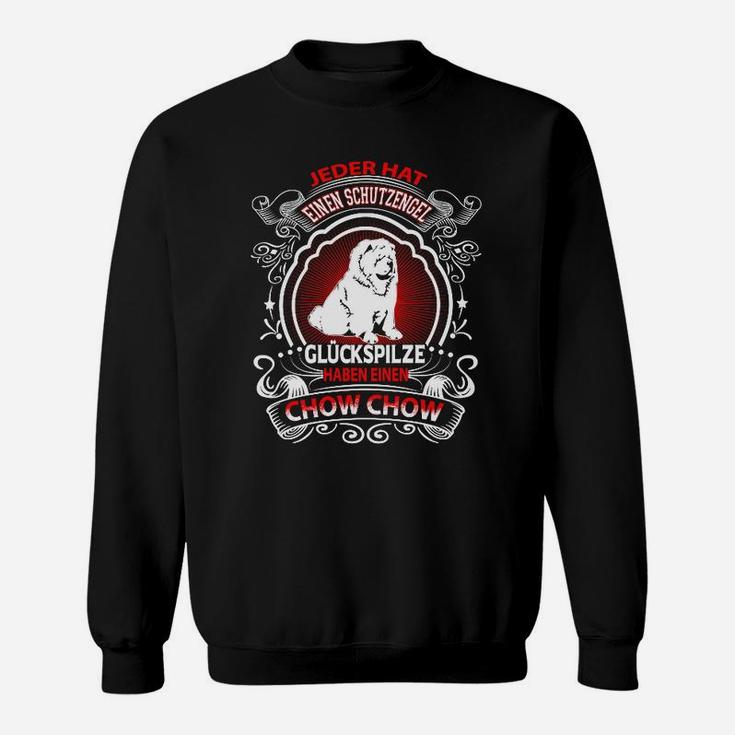 Schwarzes Chow Chow Sweatshirt, Schutzengel Spruch für Hundefreunde