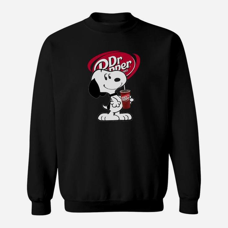 Schwarzes Dr. Pepper & Snoopy Sweatshirt, Witziges Motiv Tee