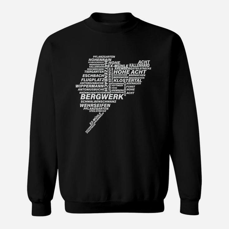 Schwarzes Herren-Sweatshirt mit Bergbau-Wordcloud Design, Minenarbeiter Motiv