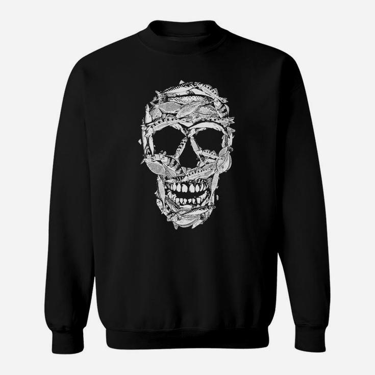 Schwarzes Herren Sweatshirt mit Totenkopf-Motiv, Modisches Design