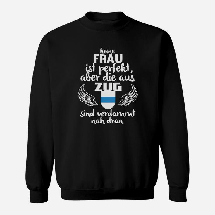 Schwarzes Sweatshirt Frauen aus Zug Fast Perfekt, Witzige Aufschrift