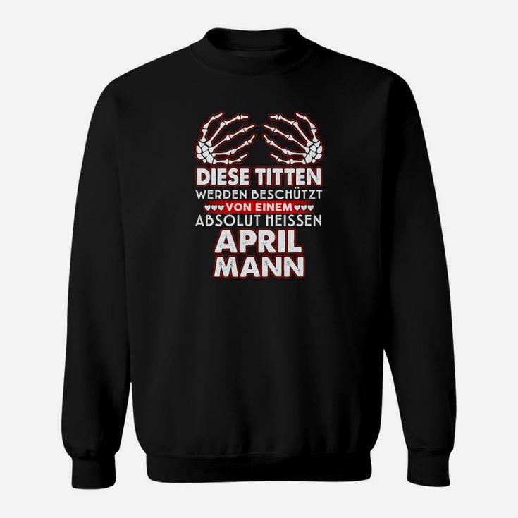 Schwarzes Sweatshirt für Männer Geboren im April, Geburtstagsmotiv