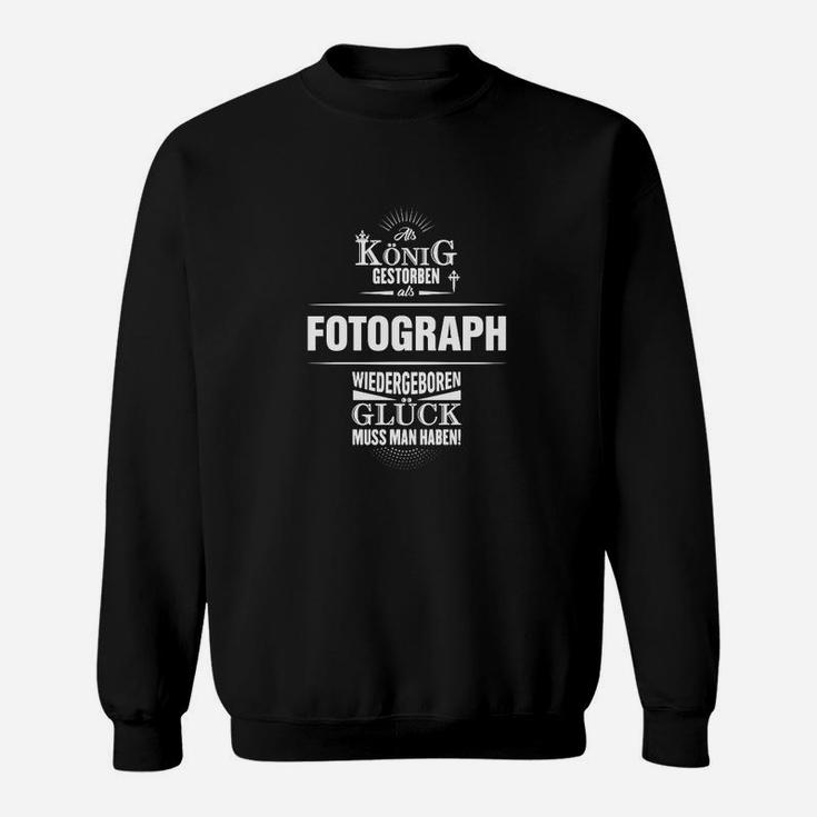 Schwarzes Sweatshirt König der Fotografen mit Spruch, Fotografie-Sweatshirt