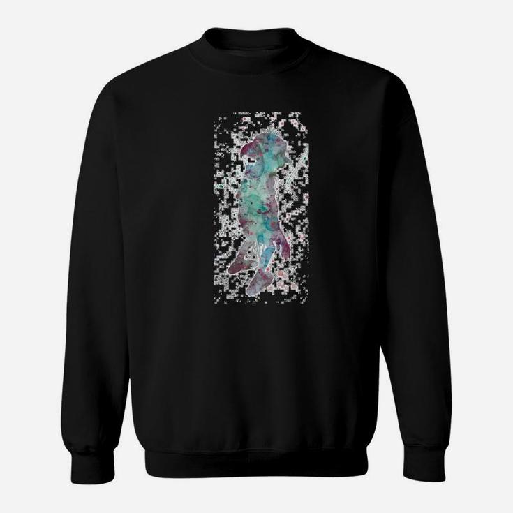 Schwarzes Sweatshirt mit abstraktem Seepferdchen-Design, Künstlerisches Tee