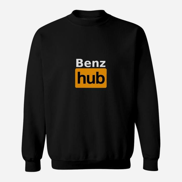 Schwarzes Sweatshirt mit Benz Hub Logo-Print, Modisches Design