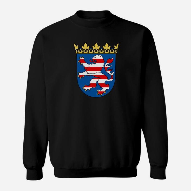 Schwarzes Sweatshirt mit Löwen-Wappen & Kronenmotiv, Herren Grafik Tee