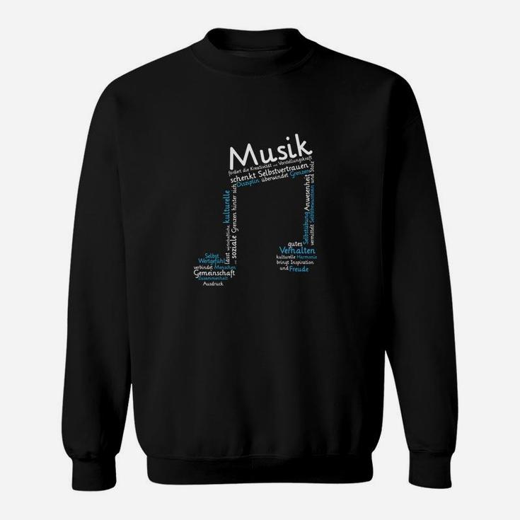Schwarzes Sweatshirt mit Musiknote-Design, Tee für Musikliebhaber