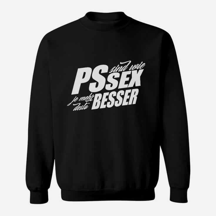 Schwarzes Sweatshirt mit PS Ich Liebe PS Spruch, Auto Liebhaber Tee