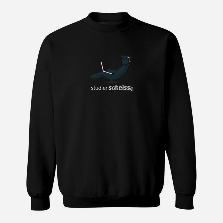 Schwarzes Sweatshirt mit Studienscheiss Motiv & Liegestuhl-Design