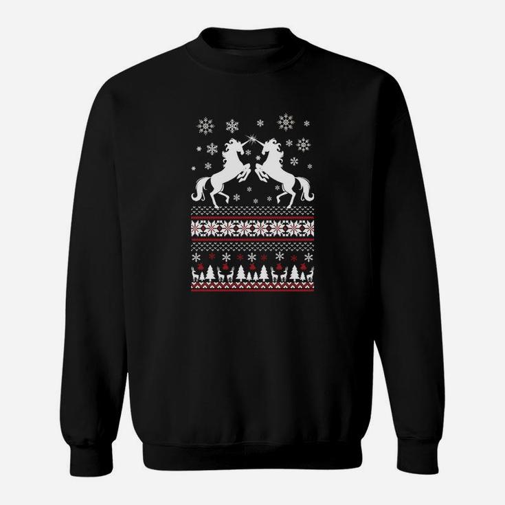 Schwarzes Sweatshirt mit Weihnachtspullover-Motiv, Festliche Kleidung