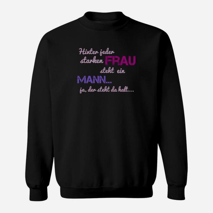 Schwarzes Sweatshirt Starken Frau Lustiger Spruch Mehrfarbiger Druck