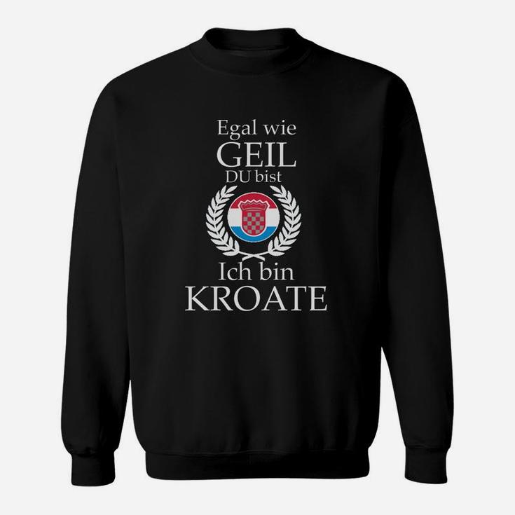 Schwarzes Sweatshirt Stolzer Kroatischer Spruch für Herren, Kroate Motiv